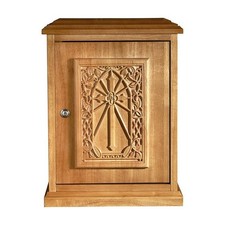 IHS Cross Tabernacle Medium Oak Maple Hardwood Church Eucharist Storage Cabinet picture
