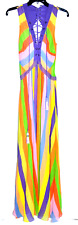 New NWT $3,020 ETRO Rainbow Striped Lace Up Long Maxi Gown Dress US 4 6 / IT 42 picture