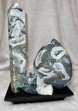 Stunning XL Druzy Moss Agate Freeform & Tower Bundle with Druzy Dragon Head picture