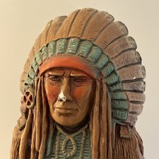 Vintage 1969 Progressive Art Products Native American Chief Chalkware Statue 22