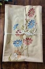 Vintage Handwoven Traditional Folks Cretan Tablecloth Earthy Tone Embroidery picture