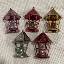 5 VTG Bradford Jewelbrite Caroler’s Lamps Lanterns Ornaments Unbreakable picture