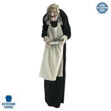 Animatronic 5 Ft Zombie Maid Talking Touch Activated LED Eyes Battery Operated picture