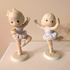 Enesco Precious Moments Porcelain Ballerina Figurines Pair 1991 picture