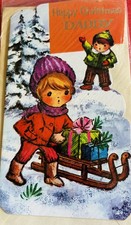 Vintage 1970s UNUSED Dead Stock Christmas Greeting Card for daddy picture