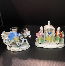 Goldcastle Irish Peasant Donkey Cart Toothpick Planter & Courtly Couple Japan picture