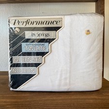 4pc Vintage Springs Twilite Queen White Sheet Set NOS Made In USA picture