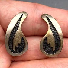 Vintage Hopi Lawrence Saufkie Raincloud Sterling Silver Screw Back Earrings picture