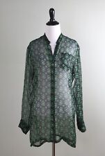 DRIES VAN NOTEN $940 100% Silk Sheer Pixelated Printed Shirt Top Size 36 picture