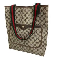 Authentic GUCCI GG Sherry Shoulder Tote Bag PVC Leather Brown Vintage picture