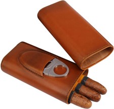 Cigar Case include Cutter Cigar Travel Case 3-Finger Leather Cigar Carrying Case picture