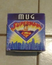 Vintage 1998 SUPERMAN DC COMICS Coffee Cup Tea Mug Black Silver picture