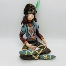 Vintage Handmade Hobo Hippie Shelf Sitter Crochet Beaded Clothing RARE picture
