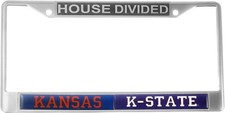 Kansas + Kansas State House Divided Split License Plate Frame [Silver - Car/T... picture