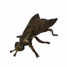MCM Vintage Italian Brass Fly Match Safe, Ashtray, Bug Insect Decor, Trinket 7” picture