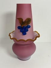 HTF MCM Italian Murano Peach Blow Fairy Lamp Applied Fruit picture