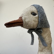 CRAIG YENKE 14.5” Tall Mama Goose w/Bonnet Cotton/Paper Mache Folk Art Figurine picture