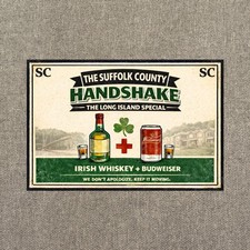 The Long Island Handshake Metal Sign 12” Bar Poster Bartender Suffolk  ON picture