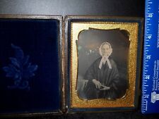 Quarter Plate size Daguerreotype image of lady in full case split hinge picture