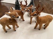 Lot of 4 Vintage Deer (Flocked, Celluloid, Hard Plastic) picture