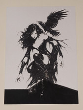 La Dama del Cuervo - Original Gothic Ink Drawing - Signed A4 Artwork picture