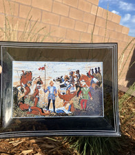 VTG Manual Acosta 1962 Las Cruces NM First National Bank Mural Glass Ashtray  picture