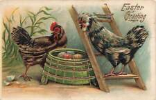 c1910 Fab Chickens Eggs Ladder Nest Gilt Gold Germany Easter P330 picture
