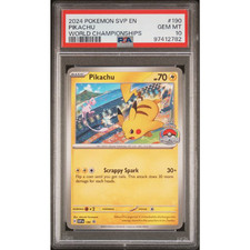 2024 POKEMON SVP EN-SV BLACK STAR PROMO #190 PIKACHU WORLD CHAMPIONSHIPS PSA 10 picture