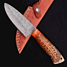 Custom Made Damascus Steel Hunting Skinner Knife PineCone Resin Handle 2942 picture