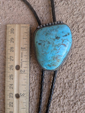 Vintage Custom Native American Turquoise Bolo Tie – Grandfather’s Estate Collect picture
