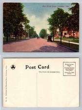 Columbus, OH-Ohio, East Broad Street Tree-Lined Avenue Autos Vintage Postcard picture