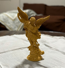 Vintage St. Michael the Archangel Religious Figurine – Gold-Tone Statue picture