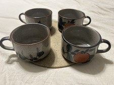 Vtg Otagiri Style New Trends Inc Japan Stoneware 70s Soup Mug Earthy  14oz Set/4 picture