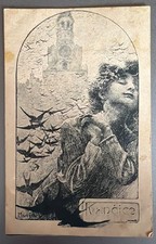 Postcard c1918 Alphonse Mucha Ivančice Remembrance Czech Art Nouveau Rare picture