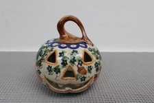 Polish Pottery Boleslawiec Kalich Pumpkin Jack-O-Lantern Tealight Unikat 422 5