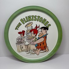 Vintage 1979 Hanna-Barbera The Flintstones Metal Tin Round Serving Tray 10.75'' picture