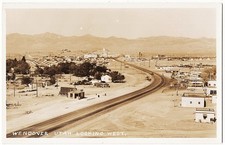 real photo Wendover UT - Looking West Shell Gas Station Businesses 1940s pc RPPC picture
