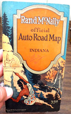 RARE VINTAGE 1930 RAND McNALLY OFFICIAL INDIANA AUTO ROAD MAP LARGE NICE picture