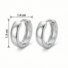 925 Sterling Silver Elegant Polished Sterling Silver Huggie Hoop Earrings  picture