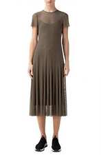 Women's Akris Punto Green LayerMesh Short Sleeve Midi Dress Size 8 NWTS picture