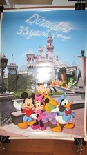 VINTAGE DISNEY POSTER  35 YEARS OF MAGIC Mickey Minnie VG+ Shape Rare Disneyland picture