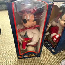Santa's Best Disney Minnie Mouse Holiday Animation Figure Head & Arm Move In Box picture