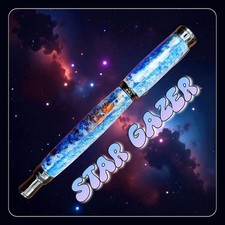 Handmade STAR GAZER  Twilight Blue Fountain Pen, for Journalers, Writers, Gifts picture