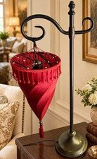 Vintage Pottery Barn Medina Moroccan Boho Table Lamp – Ruby Red Beaded Shade⁠ picture