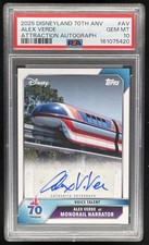 2025 Topps Disneyland Attractions Alex Verde as Monorail Narrator Auto PSA 10 picture