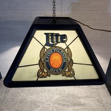 Vintage 1985 Miller Lite Beer Hanging Pool Table Bar Light A Fine Pilsner picture