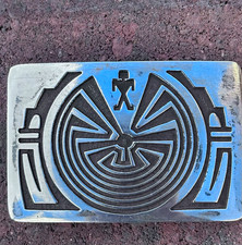 Vintage Native American Hopi overlay sterling silver belt buckle. picture
