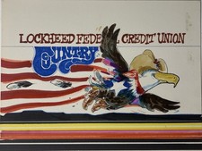 Vintage Lockheed Federal Credit Union Country Original Hand Drawn Illustration picture