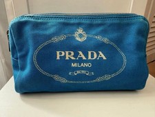 Prada Canapa Pouch Blue Canvas Women’s Cosmetic Travel Accessories picture
