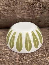 CATHRINEHOLM 4” WHITE WITH AVOCADO GREEN LOTUS BOWL GLOSSY NEAR MINT EXCELLENT picture